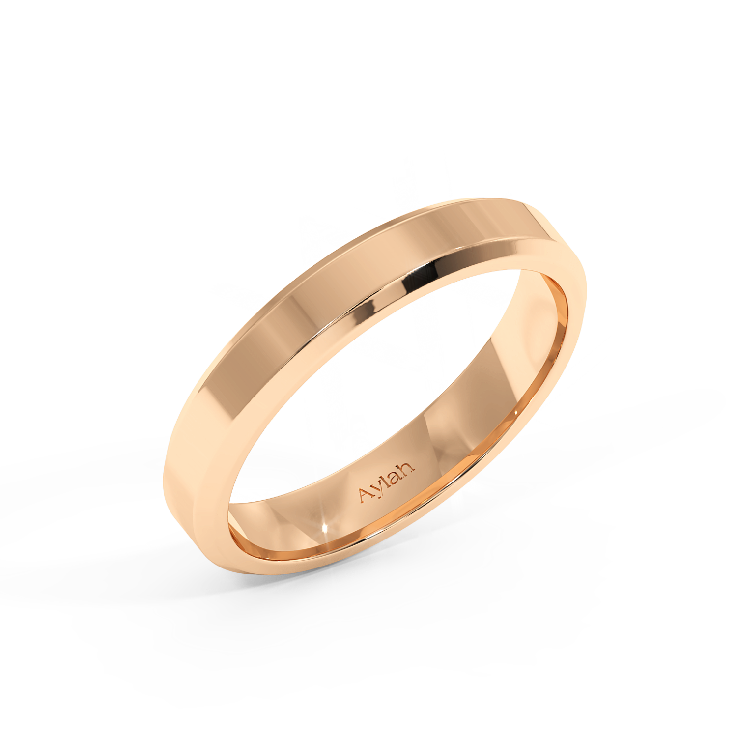 4mm Flat Court Bvlld-Chamf Edges Fully Polished rose gold