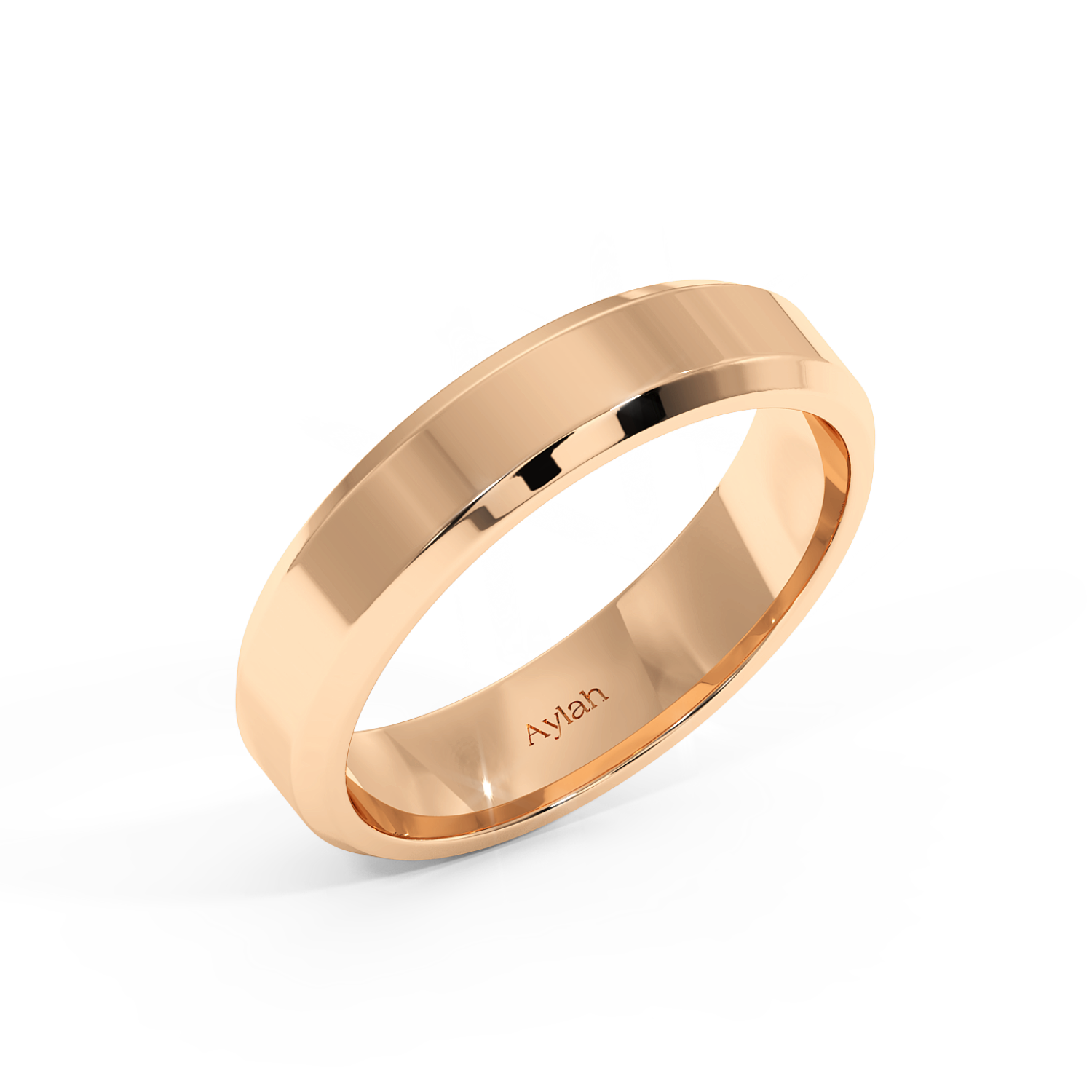 5mm Flat Court Bvlld-Chamf Edges Fully Polished rose gold