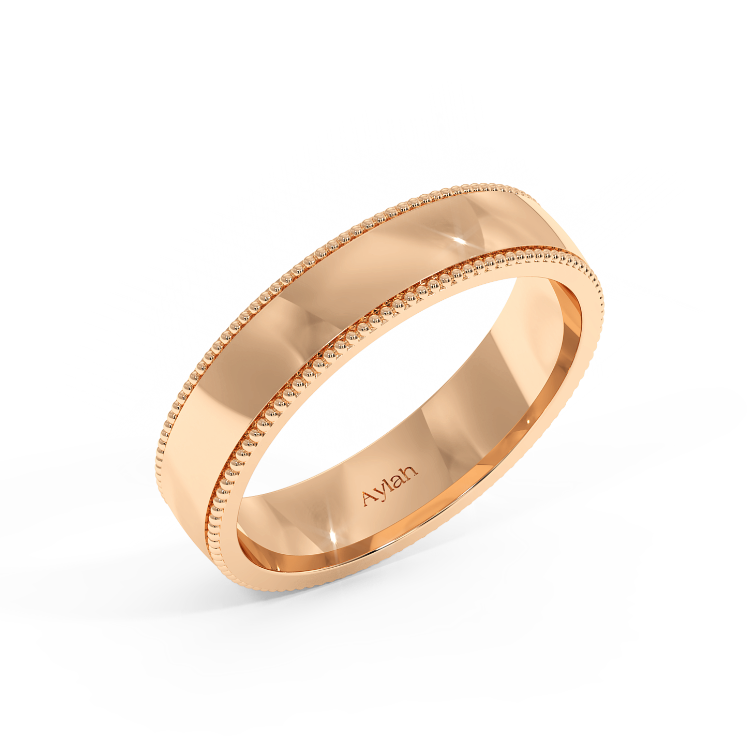 5mm Court Shape Millgrain rose gold