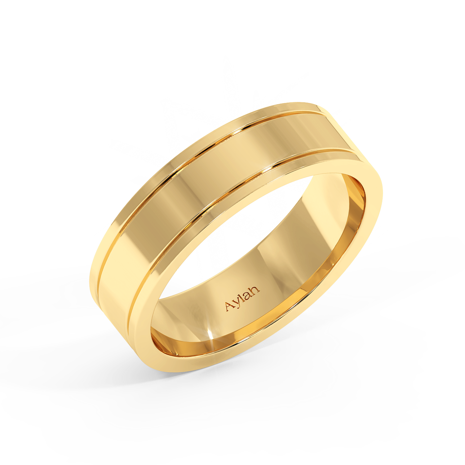 6mm Flat Court Double Grooves yellow gold